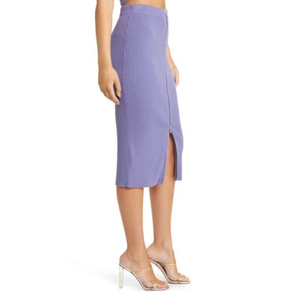 NEW OPEN EDIT NORDSTROM Rib Zip Front Sweater Knit Midi Skirt Size XL - Picture 3 of 8
